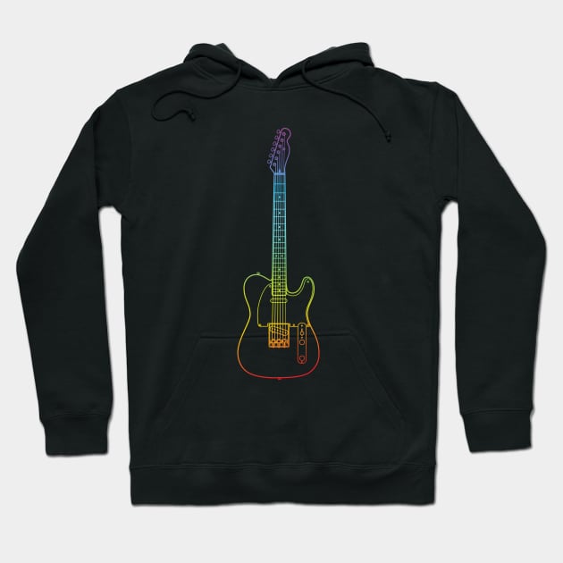 T-Style Electric Guitar Colorful Outline Hoodie by nightsworthy